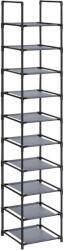 SONGMICS 10 szintes cipőtartó 33 × 33 × 173 cm, szürke (LSR110G01)