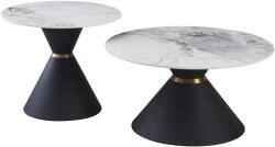 TEMPO KONDELA MABUZ 2 db-os szett fehér márvány/fekete/arany
