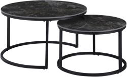 TEMPO KONDELA LASTRO 2 db-os szett fekete márvány/fekete acél