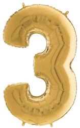  Héliumos fólia lufi, 3-as szám, 65 cm, arany (02968)