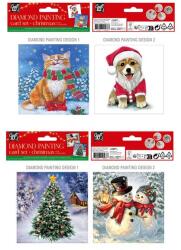  Karácsonyi gyémántfestős üdvözlőlapok, 13x13 cm, 2 db, +2 boríték (96399)