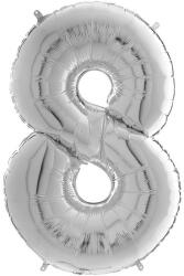  Héliumos fólia lufi, 8-as szám, 65 cm, ezüst (03025)