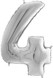  Héliumos fólia lufi, 4-es szám, 65 cm, ezüst (03010)