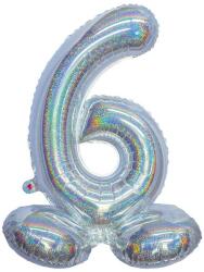  Ezüst színű hologramos lábas lufi - 6 (46184)