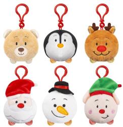  Karácsonyi plüss kulcstartó, 8 cm, zenélő, 6 féle (14671)