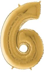  Héliumos fólia lufi, 6-os szám, 65 cm, arany (02972)
