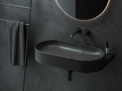 RAVAK Yard 80 kerámiamosdó matt fekete, túlfolyó furat nélkül - szerelvenycenter