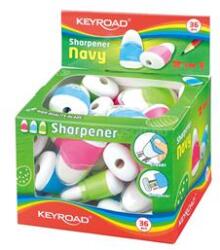 Keyroad Hegyező 1 lyukú tartályos, radírral 36 db/display Navy vegyes színek (KEYROAD_38399) (KEYROAD_38399)