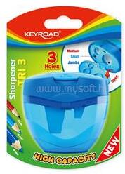 Keyroad Hegyező 3 lyukú tartályos, fedeles Tris vegyes színek (KEYROAD_38424) (KEYROAD_38424)