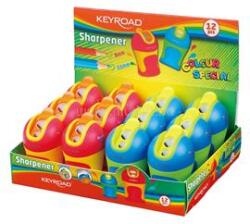 Keyroad Hegyező 2 lyukú tartályos, fedeles, ceruzahegy gömbölyítő 12 db/display Colour Special vegyes színek (KEYROAD_38419) (KEYROAD_38419)
