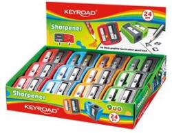 Keyroad Hegyező, 2 lyukú, 24 db/display, Dou-Power, vegyes színek (KEYROAD_54328) (KEYROAD_54328)