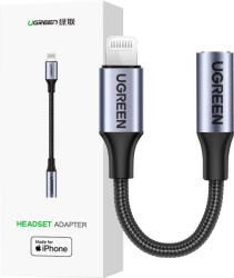 UGREEN US211 Lightning Mini Jack Audioadapter, 3.5mm 0.1m (fekete)