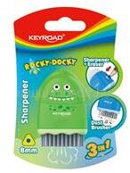 Keyroad Hegyező 1 lyukú radírral és porkefével Rocky Docky vegyes színek (KEYROAD_38391) (KEYROAD_38391)