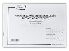 BLUERING Készlet visszavételezési bizonylat 8 tételes 25x4 lapos tömb A/5 fekvő B. 12-123/V Bluering (BLUERING_61262) (BLUERING_61262)
