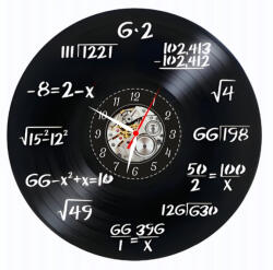  Ceas de perete din disc de vinil, Model Matematica, Negru, 30 cm