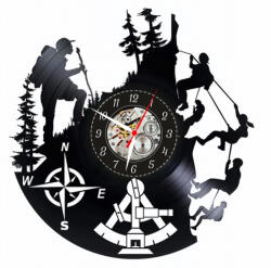  Ceas de perete din disc de vinil, Model Alpinisti, Negru, 30 cm - cod CB3074
