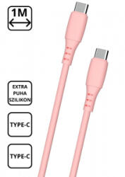 Cellect Extra puha szilikon adat és töltőkábel, Pink (MDCU-SIL-TYPEC-P) (MDCU-SIL-TYPEC-P)