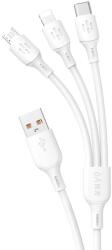 Dudao Cablu de date Dudao L8A 3 in 1, USB la USB-C/Lightning/Micro-USB, 6A, 1.2m, Alb (6973687244606)