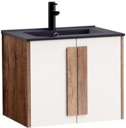 Inter Ceramic Конзолен PVC шкаф BG 6451 + 5953B-2, Inter Ceramic, черен мат + дървесен, 60x45x50см (BG 6451 + 5953B-2 ЧЕРЕН МАТ)