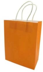 Bisbags Pungi din Hartie cu Manere, Portocaliu, Interior Alb, 16 x 9 x 21 cm , 100 Bucati (BBG-PK547)