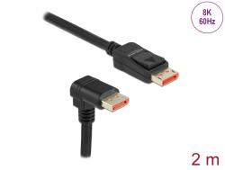 Delock DisplayPort kábel egyenes csatlakozódugóval - csatlakozódugóval 90 ívelt lefelé 8K 60 Hz 2 m
