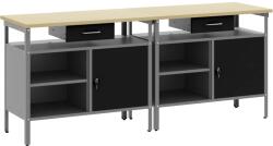 vidaXL Munkapad készlet 2 pcs Fekete 200 x 55 x 85 cm Porszórt acél (3321388)