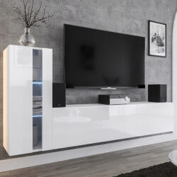Intenso Concept-11 nappali faliszekrény sor - 200 cm (magasfényű fehér)