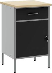 vidaXL Munkapad Fekete és Szürke 50 x 55 x 85 cm Műszaki fa és acél (4103462)