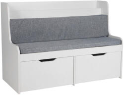 Relaxdays Párnázott gyerekpad 2 db játéktároló fiókkal fehér-szürke 10051435