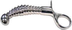 Rouge Stainless Steel Anal Ribbed with Handle Plug