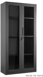 UNIQUE XD-027 vitrines fém szekrény, fekete