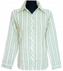  Női Blúz Ing Hosszú Ujjú Fehér Kék Vonalak L 40 MODELL: 120B