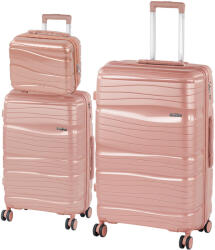 Leziter TraveLux Voyager X gurulós bőrönd szett mályvarózsaszín (LTRVBS-X-RG) - leziter