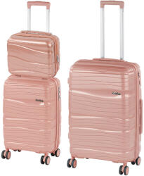 Leziter TraveLux Voyager VIII gurulós bőrönd szett mályvarózsaszín (LTRVBS-VIII-RG) - leziter