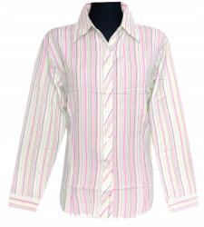  Női Blúz Hosszú Ujjú Ing Rózsaszín Kék Vonalak 36 MODELL: 116P