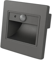 OPTONICA LED lépcsővilágítás négyzet alakú 1w 4000k IP20 szürke + szenzor, természetes fehér, 80 lm, Optonica, 7558 (7558)