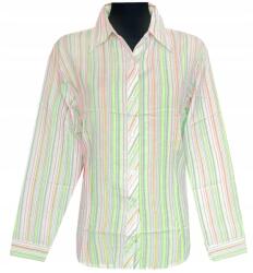  Női Blúz Ing Hosszú Ujjú Zöld Rózsaszín Vonalak 42 MODELL: 116J