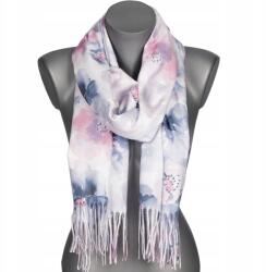 Versoli Elegáns női sál meleg finom virágmintás rojtokkal szürke (RC-18-8)