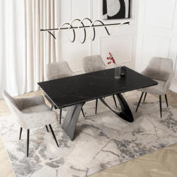  DEVON bővíthető étkezőasztal 160-220 cm, fekete márvány/fekete (ME-ME-DEVON-CZ-CZ-S160-220)