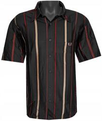  Férfi Ing Rövid Ujjú Blúz Fekete Pamut Csíkos XL