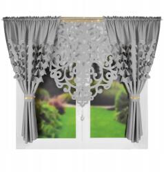 Xzhome Világosszürke függönyszett 160x145 lézeres panel áttört díszítéssel 120x90 (FN 529)