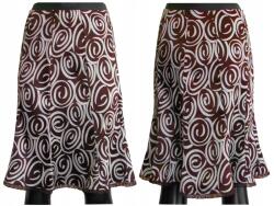  Térdig Érő MIDI Szoknya Barna Fehér Mintás 36-OS MODELL: S14