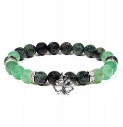 Mani Bhadra Női Karkötő Kis jáspis aventurin lóhere medál Tasak (12616)