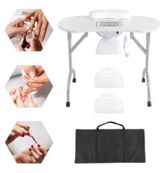  Manikűrasztal, körömrekonstrukcióhoz, kerekeken, fehér (MRA9GZM5EUZT8)