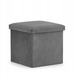 Oskar Összecsukható puff L 38x38x38cm bársony szürke (5903332075140)