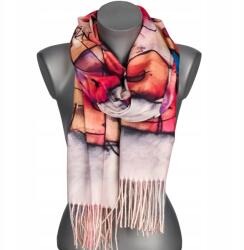 Versoli Stílusos női sál meleg egyedi minta divatos ekrü rojtok (RC-25-3)