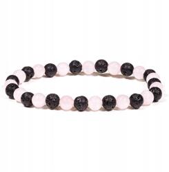 Mani Bhadra Női Karkötő vulkáni láva rózsaszín kvarc Tasak (8463)