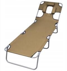 vidaXL Összecsukható napozóágy fejtámlával és állítható háttámlával, taupe színű (44296)