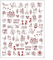  Körömmatrica - CB-196 red Love Valentin
