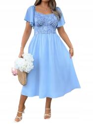 Shein Kék Ruha Csipkés Nyakkivágással És 50 1KF Bő Ujjakkal